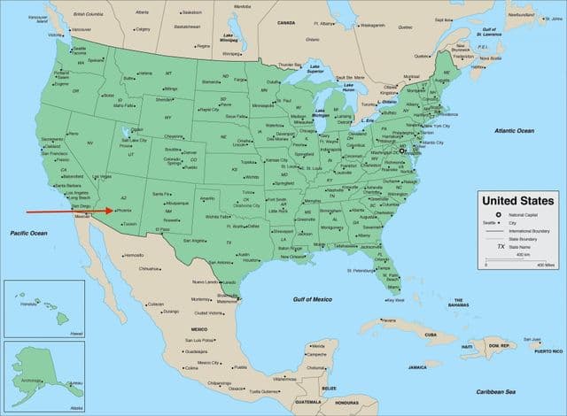 Ville de Phoenix sur la carte de Arizona - USA