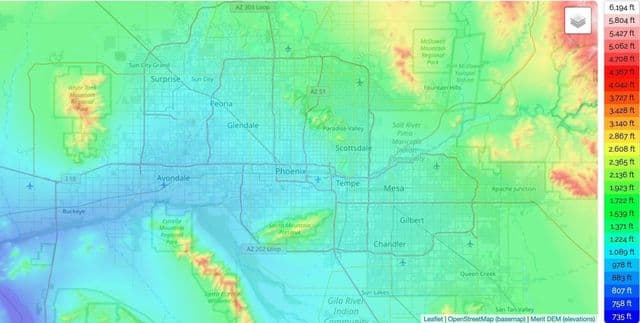 Plan de l'altitude de Phoenix